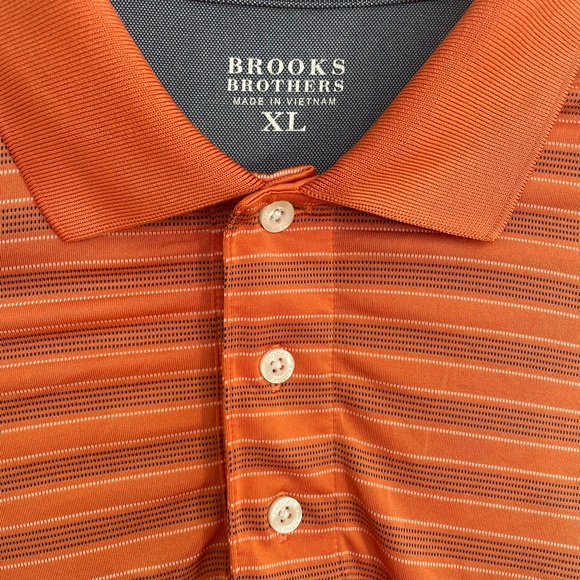 Brooks Brothers Orange / Derp Navy Striped Men's Polo Shirt XL - Picture 8 of 10